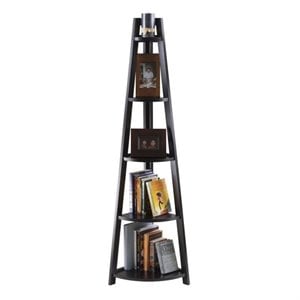 winsome adam 5-tier a-frame corner book shelf in black
