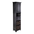Winsome Wyatt Tall Transitional Wood Linen Cabinet with Baskets in Black