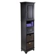 Winsome Wyatt Tall Transitional Wood Linen Cabinet with Baskets in Black