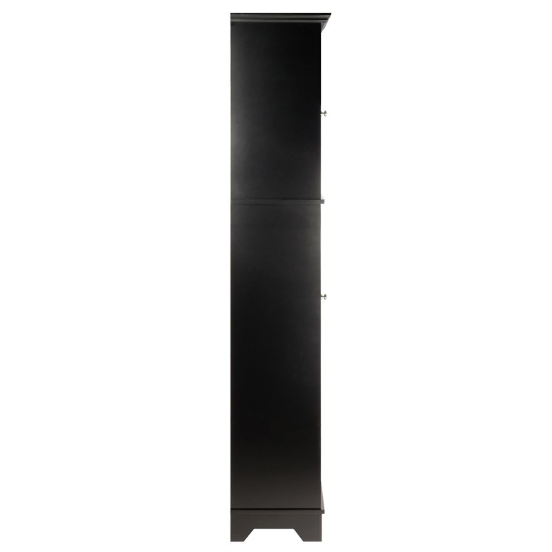 Winsome Wyatt Tall Transitional Wood Linen Cabinet with Baskets in Black