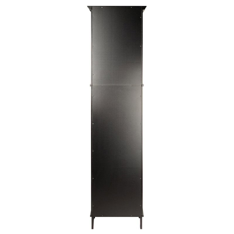 Winsome Wyatt Tall Transitional Wood Linen Cabinet with Baskets in Black