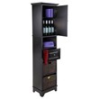 Winsome Wyatt Tall Transitional Wood Linen Cabinet with Baskets in Black