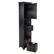 Winsome Wyatt Tall Transitional Wood Linen Cabinet with Baskets in Black