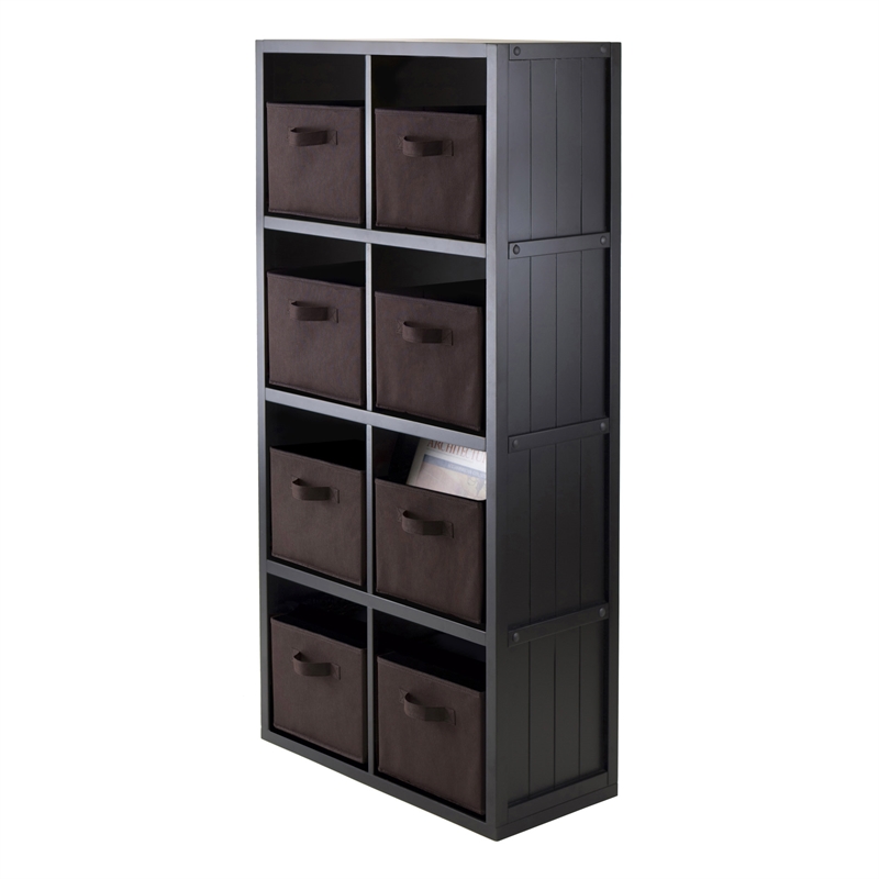 Winsome Timothy 9-Piece Transitional Wood Storage Cabinet in Black