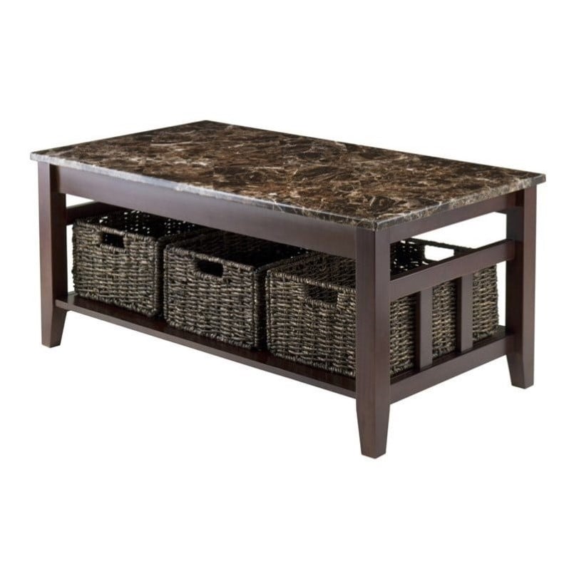 Faux Marble Top Coffee Table In Chocolate 76337 Faux Marble Top Coffee Table In Chocolate