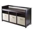 Winsome Addison 4 Pieces Storage Transitional Solid Wood Bench in Espresso