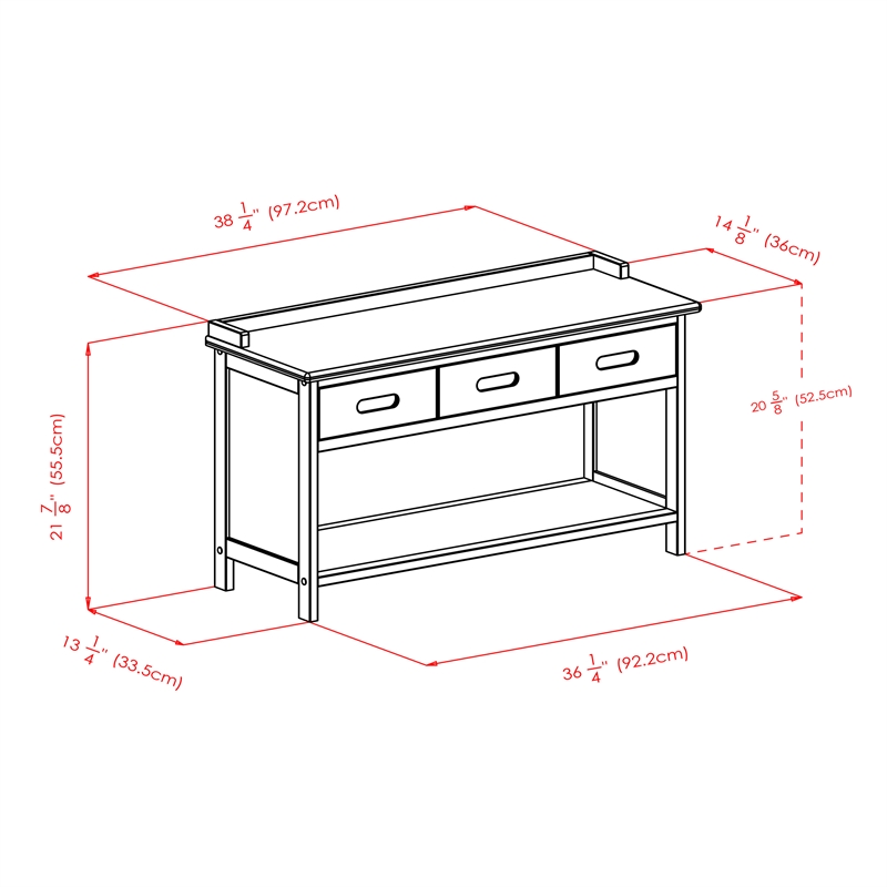 Winsome Adriana 3-Drawer Solid Wood Bench with Storage in Antique Walnut