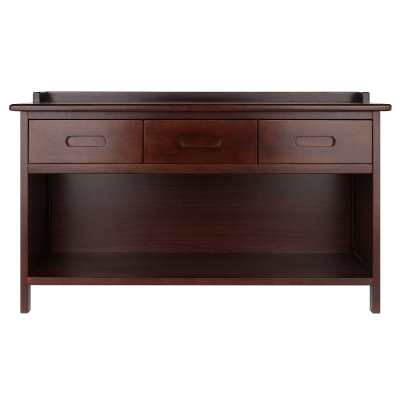 Winsome Adriana 3-Drawer Solid Wood Bench with Storage in Antique Walnut