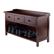Winsome Adriana 3-Drawer Solid Wood Bench with Storage in Antique Walnut