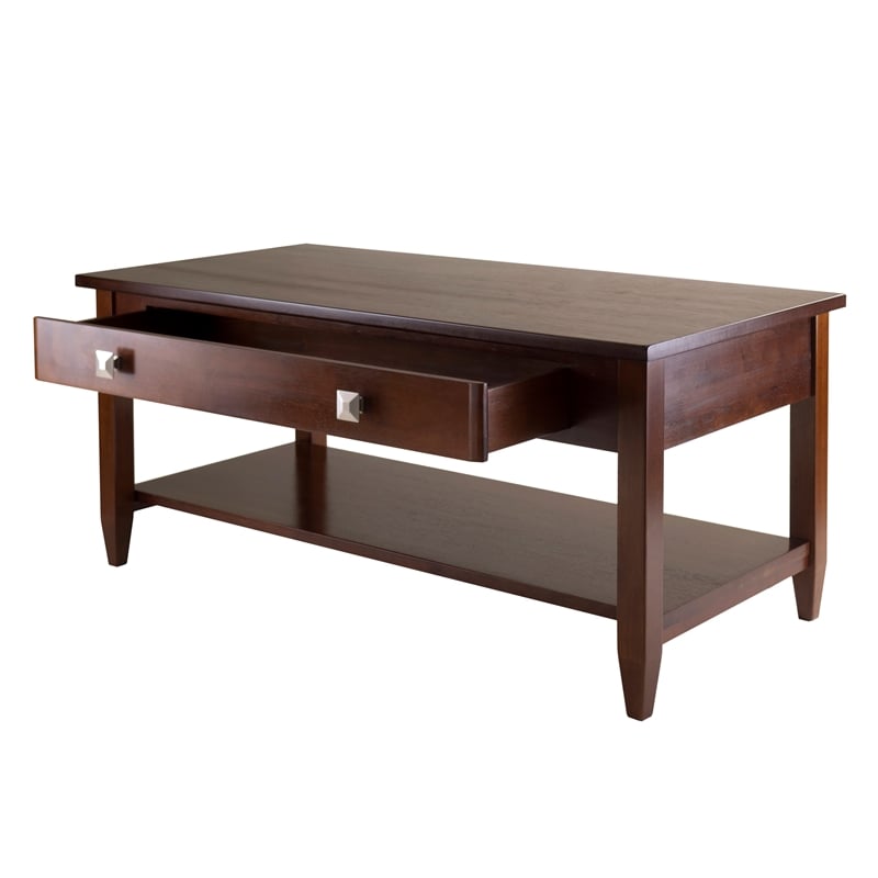 Winsome Richmond Tapered Leg Transitional Solid Wood Coffee Table in Walnut