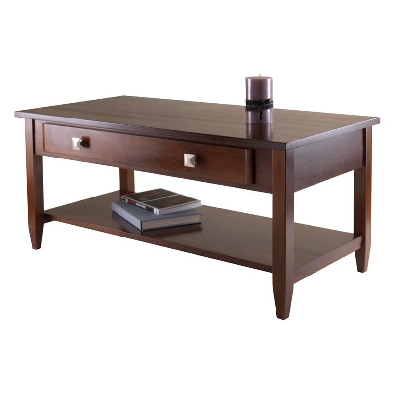 Winsome Richmond Tapered Leg Transitional Solid Wood Coffee Table in Walnut