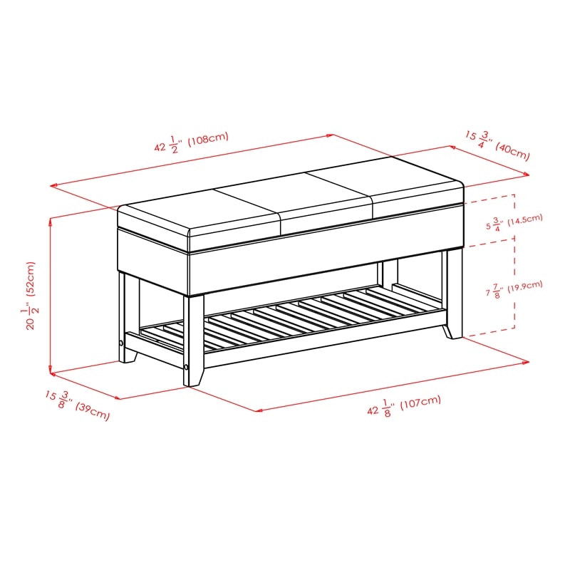 Winsome Monza Transitional Solid Wood Bench with Storage Chest - Espresso/Walnut