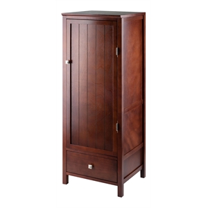 Winsome Brooke Transitional Solid Wood Close Cupboard w/ Drawer - Antique Walnut