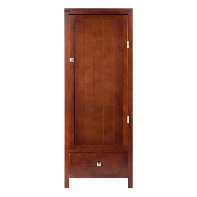 Winsome Brooke Transitional Solid Wood Close Cupboard w/ Drawer - Antique Walnut