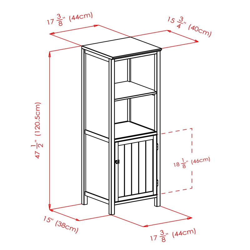 Winsome Brooke Transitional Solid Wood Cupboard with 2 Shelves in Antique Walnut