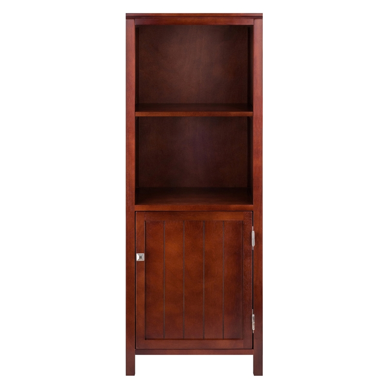 Winsome Brooke Transitional Solid Wood Cupboard with 2 Shelves in Antique Walnut