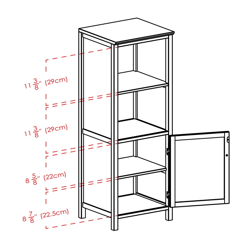 Winsome Brooke Transitional Solid Wood Cupboard with 2 Shelves in Antique Walnut
