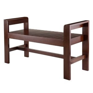 Bench with Armrest in Walnut