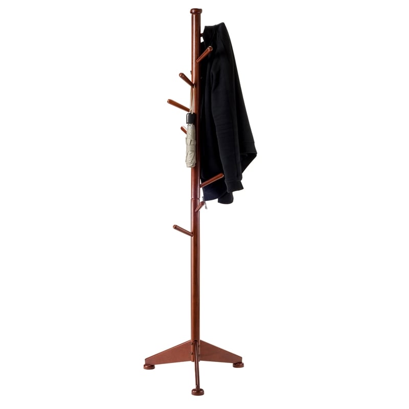 Winsome Lily 9 Pegs Transitional Solid Wood Coat Tree in Walnut