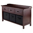 Winsome Adriana 4-Piece Storage Transitional Solid Wood Bench in Antique Walnut