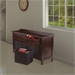 Winsome Adriana 4-Piece Storage Transitional Solid Wood Bench in Antique Walnut