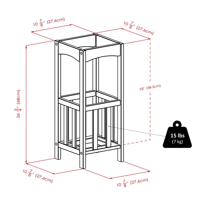 Winsome Rex Transitional Solid Wood Umbrella Stand with Metal Tray in Walnut