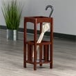Winsome Rex Transitional Solid Wood Umbrella Stand with Metal Tray in Walnut