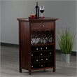 Winsome Chablis 20 Bottle Transitional Solid Wood Wine Cabinet in Antique Walnut
