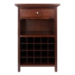 Winsome Chablis 20 Bottle Transitional Solid Wood Wine Cabinet in Antique Walnut