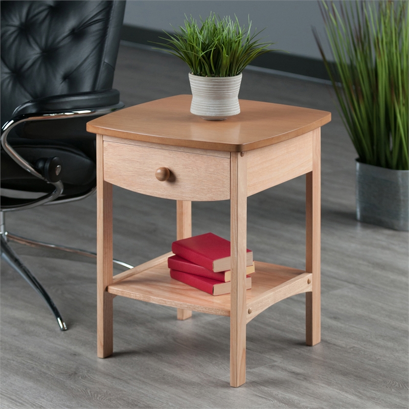 Winsome Claire Transitional Solid Wood Nightstand with Drawer in Natural