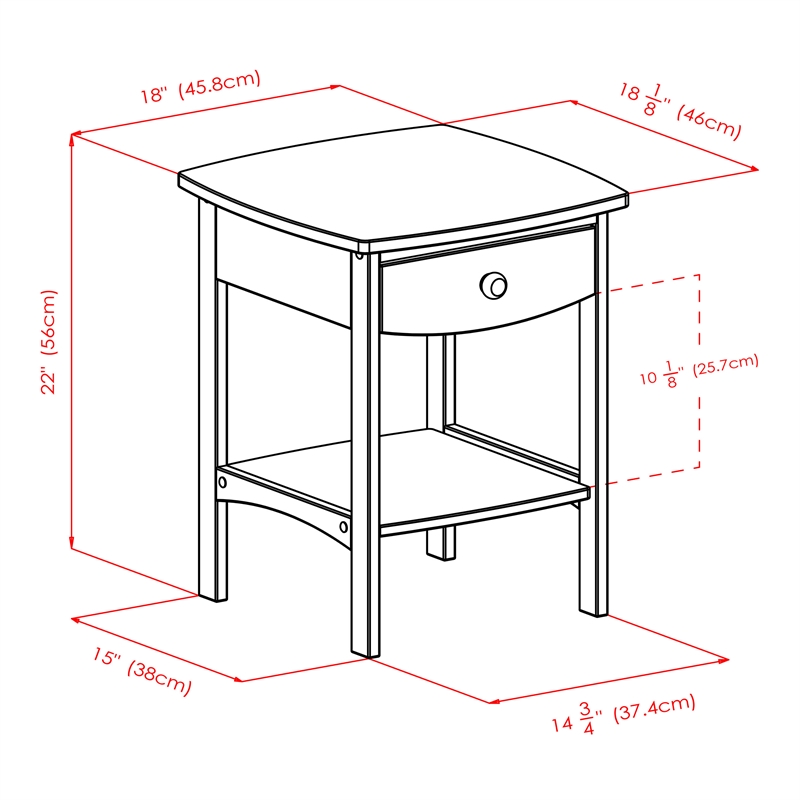 Winsome Claire Transitional Solid Wood Nightstand with Drawer in Black