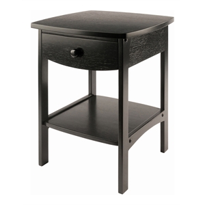 Winsome Claire Transitional Solid Wood Nightstand with Drawer in Black