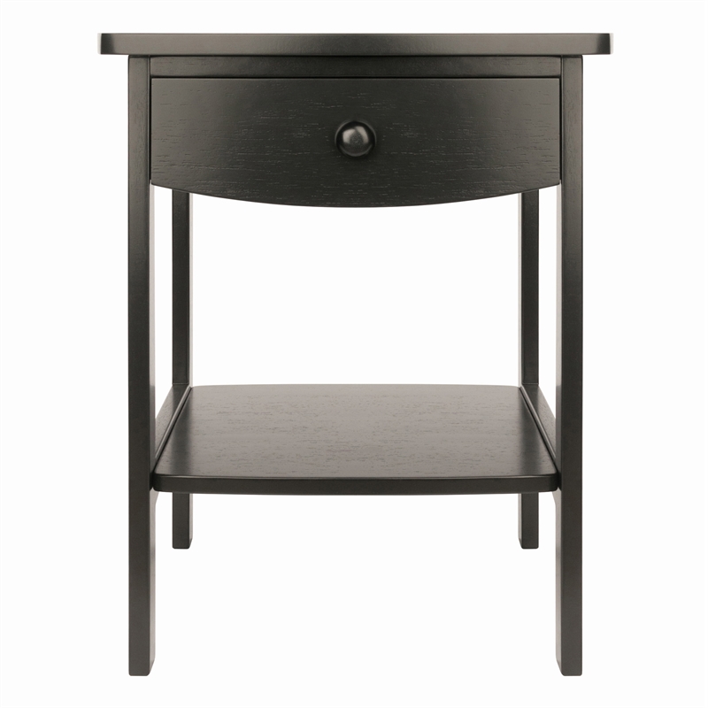 Winsome Claire Transitional Solid Wood Nightstand with Drawer in Black