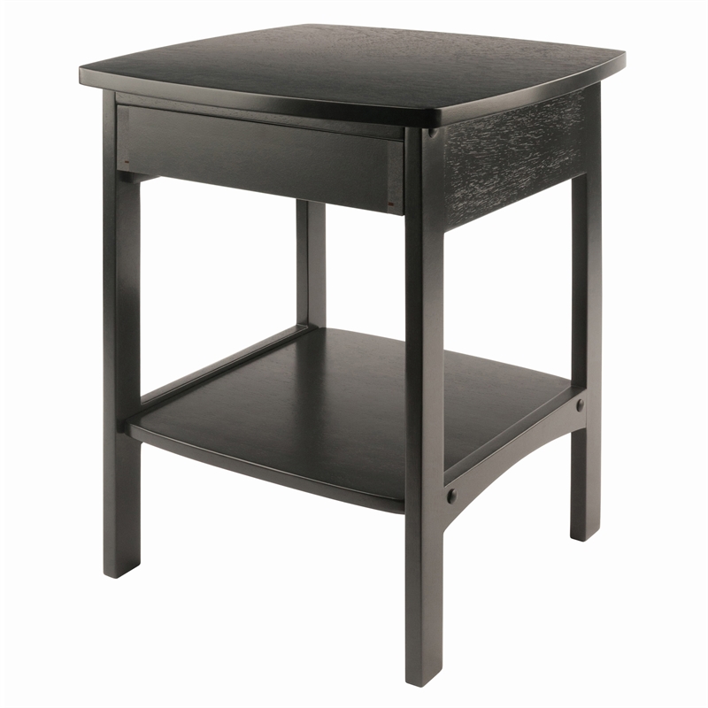 Winsome Claire Transitional Solid Wood Nightstand with Drawer in Black