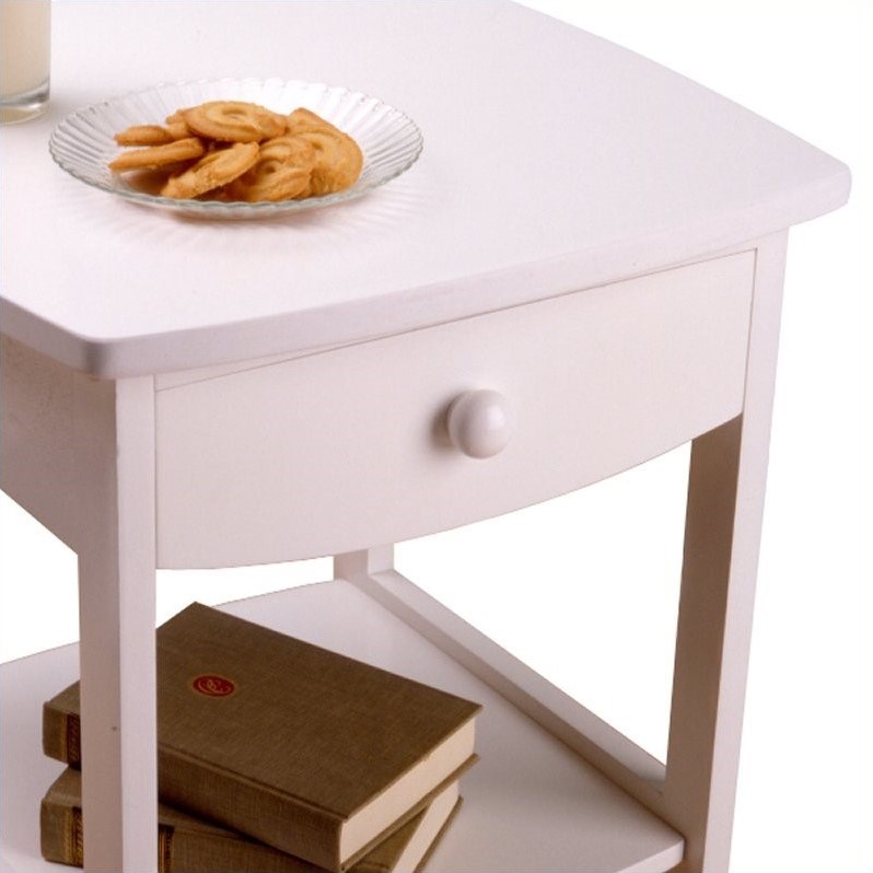 Solid Composite Wood End Table in White - 10218
