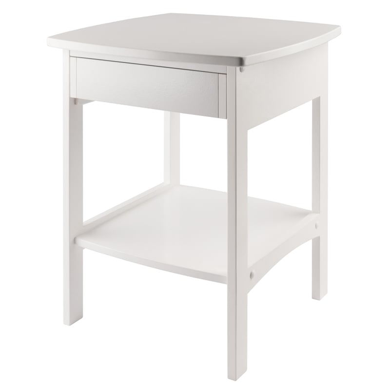 Winsome Claire Transitional Solid Wood End Table with 1-Drawer in White
