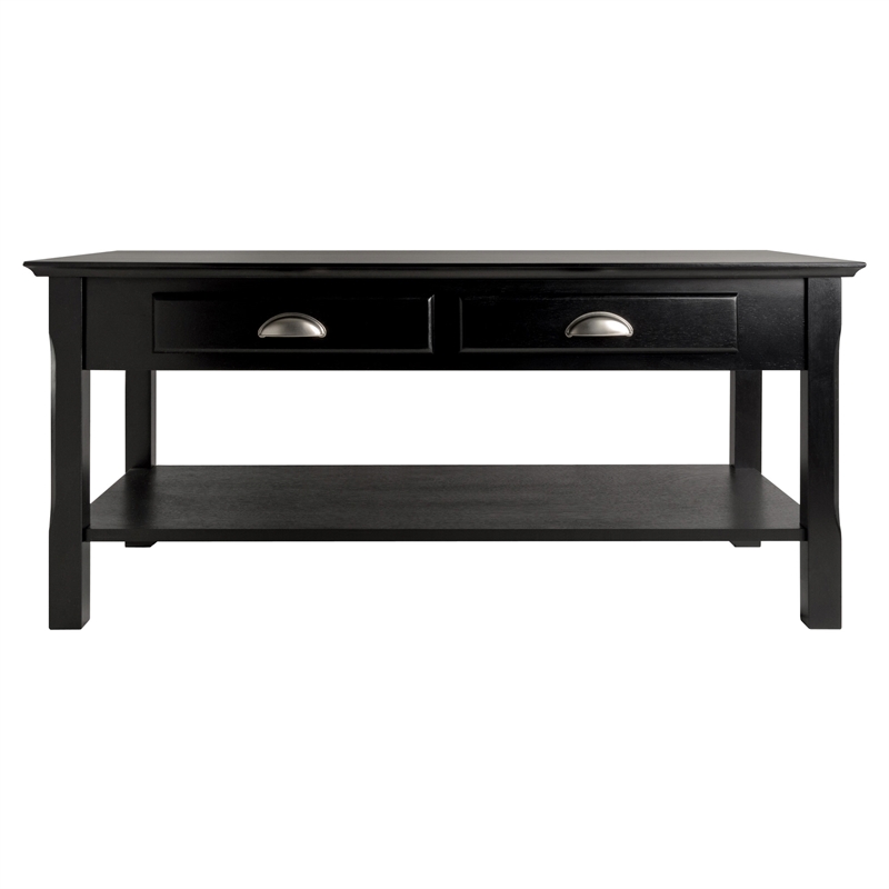 Winsome Timber Transitional Solid Wood Coffee Table in Black