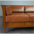 Crafters and Weavers Arts and Crafts Leather Side Sofa in Russet Brown