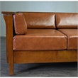 Crafters and Weavers Arts and Crafts Leather Side Sofa in Russet Brown