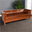 Crafters and Weavers Arts and Crafts Leather Side Sofa in Chestnut Brown
