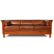 Crafters and Weavers Arts and Crafts Leather Side Sofa in Chestnut Brown