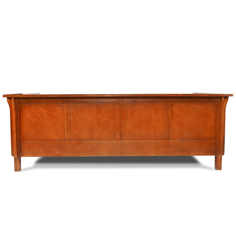 Crafters and Weavers Arts and Crafts Leather Side Sofa in Chestnut Brown