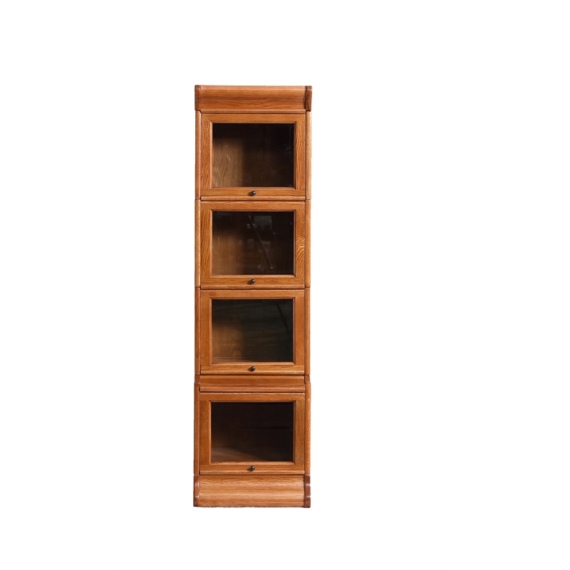 Crafters and Weavers Arts and Crafts Wood Narrow Barrister Bookcase in Cherry