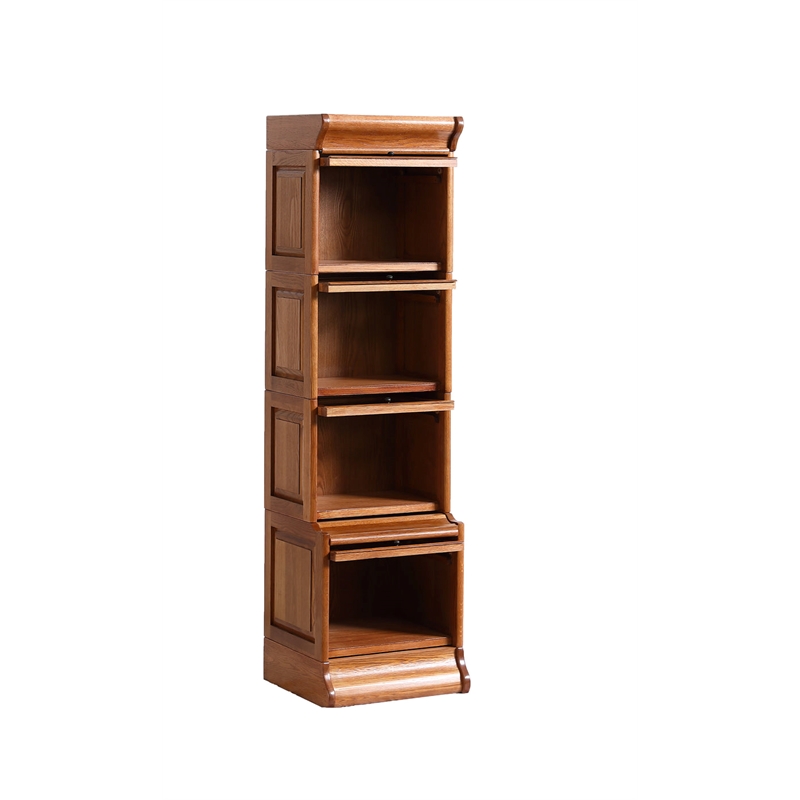 Crafters and Weavers Arts and Crafts Wood Narrow Barrister Bookcase in Cherry