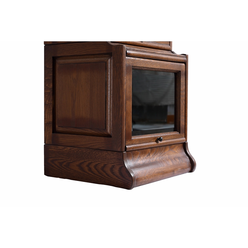 Crafters and Weavers Arts and Crafts Wood Narrow Barrister Bookcase in Cherry