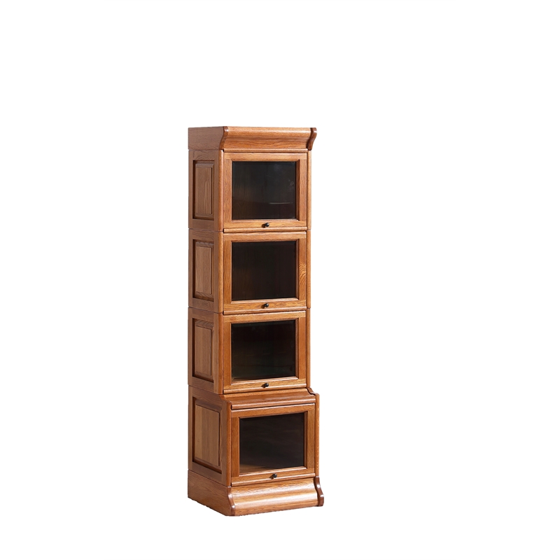 Crafters and Weavers Arts and Crafts Wood Narrow Barrister Bookcase in Cherry