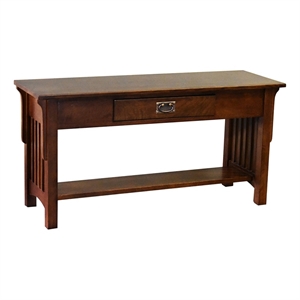 Crafters and Weavers Arts and Crafts 1 Drawer Wood Console Table in Walnut