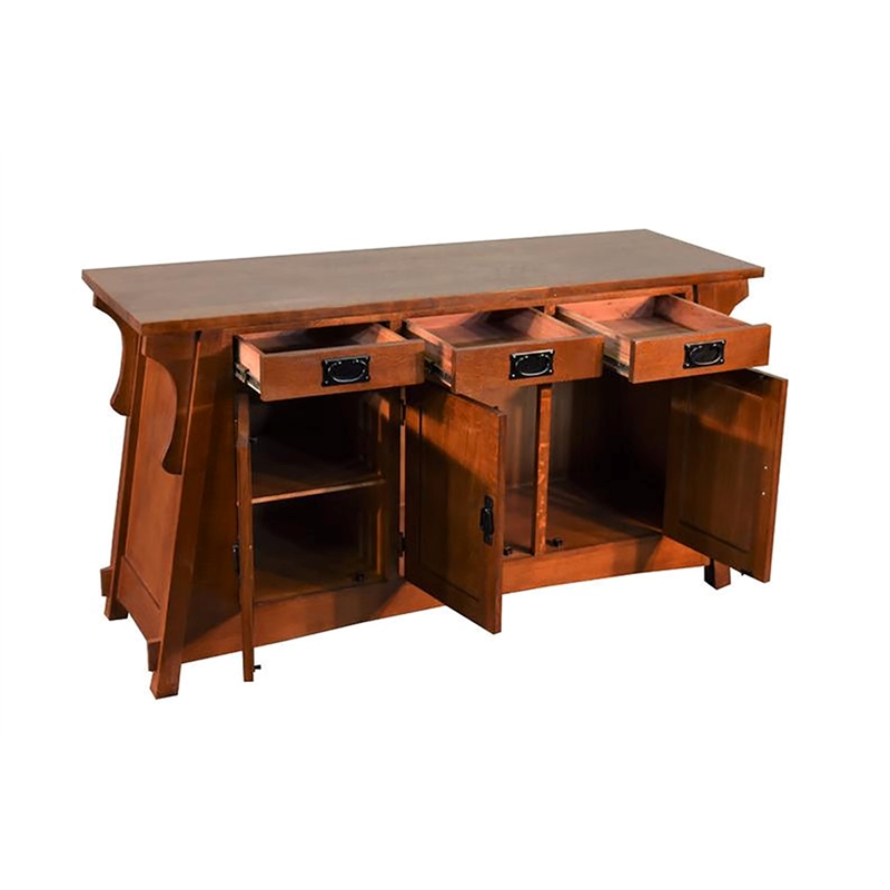 Crafters and Weavers Arts and Crafts Wood Console Cabinet in Cherry