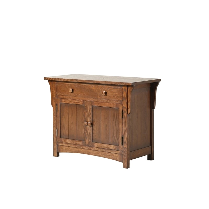 Crafters and Weavers Arts and Crafts Wood Cabinet in Dark Walnut