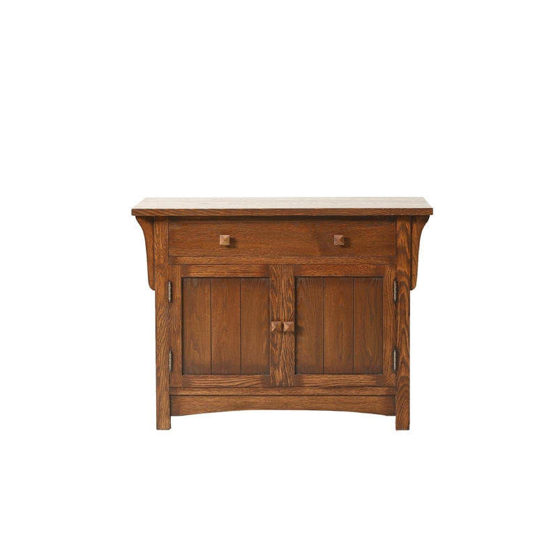 Crafters and Weavers Arts and Crafts Wood Cabinet in Dark Walnut